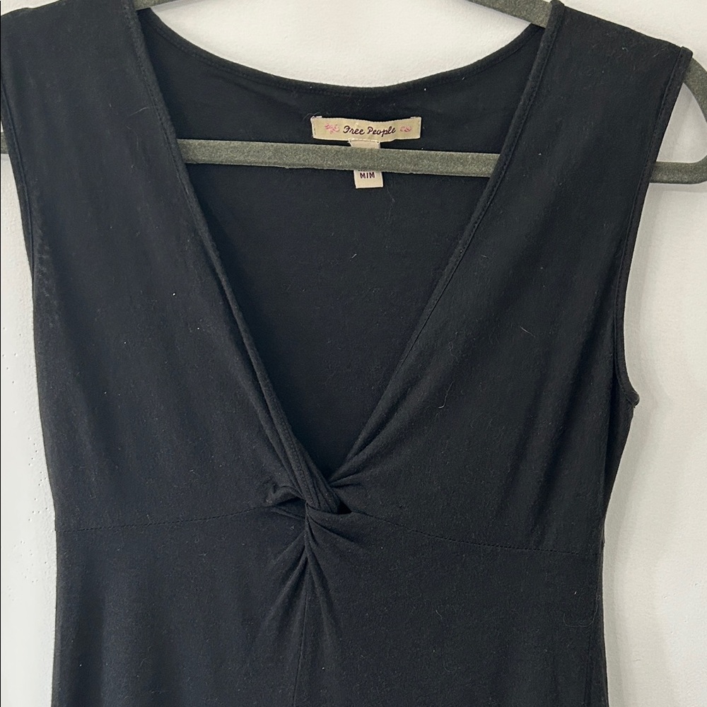Free People Dress Women’s M Black Twist Front Sleeveless Minimalist Tencel